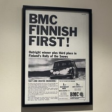 BMC Austin Morris Mini Cooper S Finnish Rally First 1966 Garage Wall Art Poster