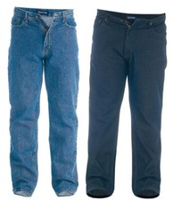 Mens Duke King Big Size Elasticated waist Stretch Denim Jeans Black Blue 42 60  