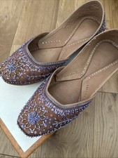 Ladies Flat Shoes Khussa by OFFICE (Size 39)  Lilac beaded & sequin embellished