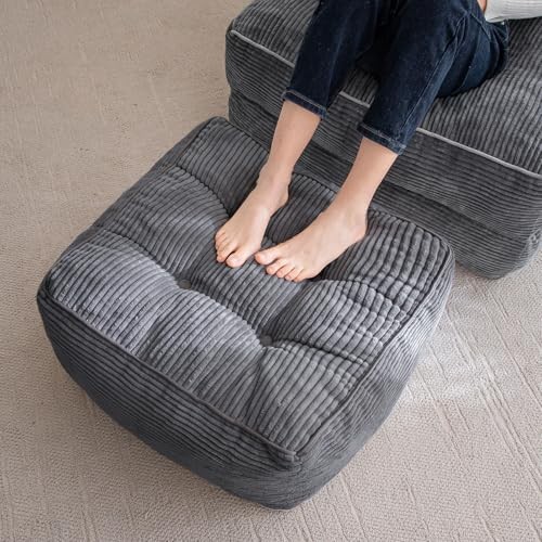 Square stuffed pouf ottoman - ,