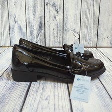 Pavers Black Patent Low Heel Tassel Shoes Loafers UK 6 EU 39