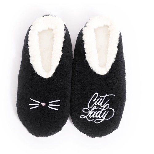 Splosh black cat slippers - black,
