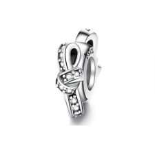 Sterling Silver 925 Charm Bow Knot Stopper Spacer Bead Family, Daughter Friend