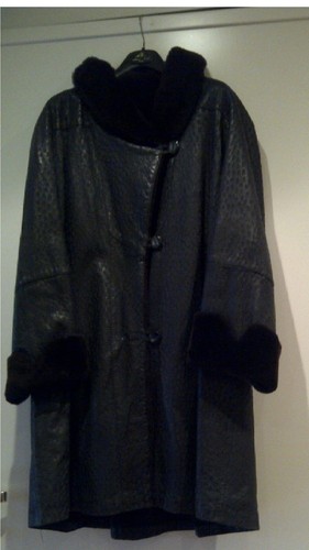 Coat jacket black real leather - coat,