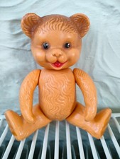 RARE Vintage ROSEBUD TEDDY 1950s 16cms tall Moulded Plastic