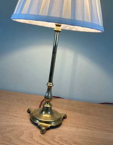 Antique solid brass table - table, lamp
