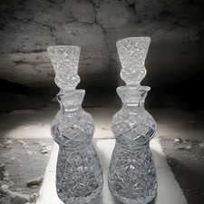 Vintage Scottish Pair Large Edinburgh Crystal Thistle Whisky Decanters 33cm H