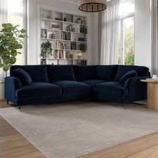 Navy Velvet 4 Seater Right