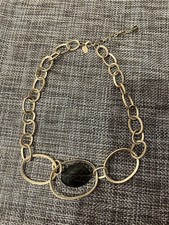 Jaeger Matte Gold Chunky Necklace/Choker, Olive Green Stone, RRP £45