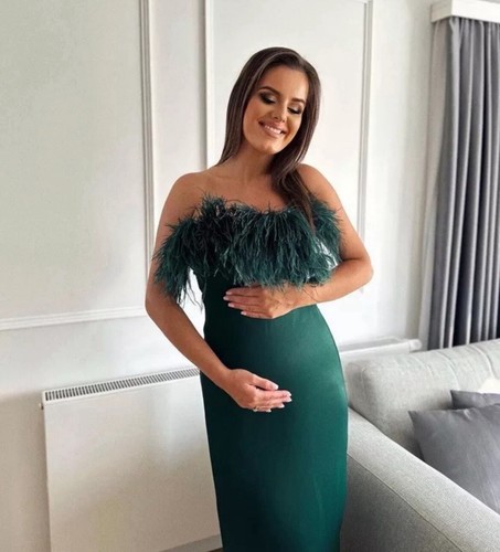 Zara satin dress with - zara, feathers