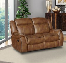 Tan Brown Leather Gel 2 Seater