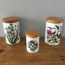 3 X Vintage Portmeirion Botanic Garden Lidded Ceramic Storage Pots - VGC