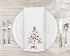 Personalised Christmas Tree Reusable Napkins, Red and Green Christmas Table