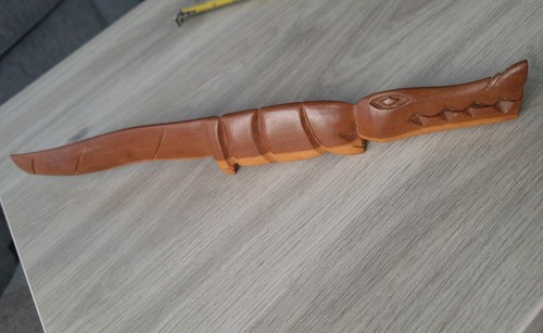 Teak wooden crocodile ornament - wooden,