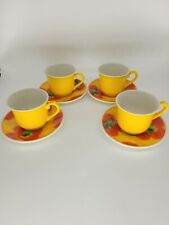 Cups and saucers set poppies red yellow Churchill Made In Staffordshire tea set