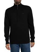 Superdry Men's Wool Blend Half Zip Jumper, Black