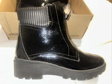 Clarks Calls Zip Woman’s Crinkle Patent Boots UK3.5 D EU36.
