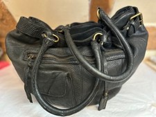 GHARANI STROK black soft rustic leather bucket slouch shoulder bag