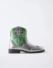 ZARA  GIRLS/WOMEN ZARA METALLIC COWBOY ANKLE BOOTS  SIZE 5