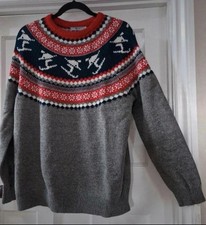 Nordic Scandi Thick warm wool blend mens knitted xmas jumper sweater.sz Large