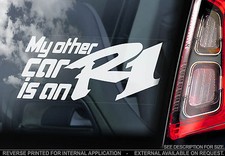 'My Other Car is an R1' - Car Window Sticker -Superbike Yamaha YZF Decal - V01