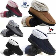 LADIES SLIPPERS WOMEN DUNLOP MEMORY FOAM FUR THERMAL ANKLE BOOTS WARM SHOES SIZE