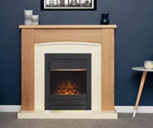 Electric fire oak cream - electric,