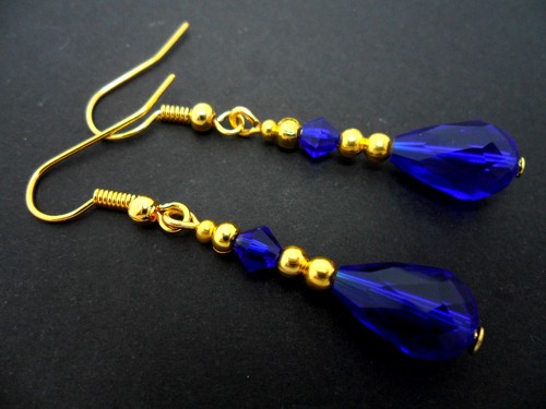 Pair cobalt blue crystal - cobalt,