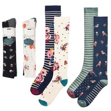 4 Pack Ladies Ex Store Welly Socks Floral Bird Design Next RRP £20-40% Off