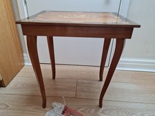 Vintage Marquetry Inlaid Musical box Sewing Table