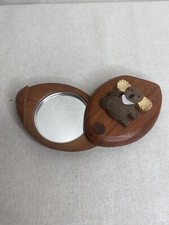 Wooden Koala Mirror Small Hand Held Carved Vanity 7cm Handheld Animal Gift
