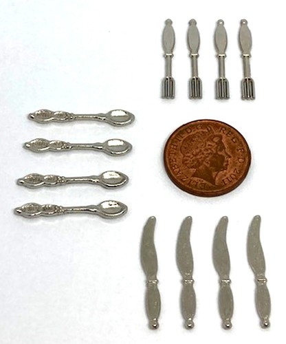 Dolls house metal cutlery set - dolls,