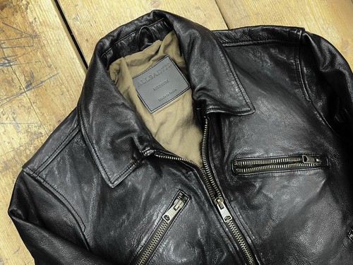Black leather biker jacket - leather,