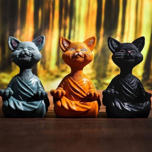 Buddha cat figurine meditation - buddha,