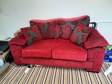 DFS Red Fabric Upholstered Sofas 3/2/2
