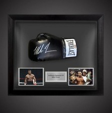 Framed Mike Tyson Hand Signed Black Everlast Boxing Glove With COA £350