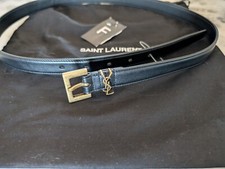 Saint Laurent YSL Cassandre Leather Belt With Brass Hardware
