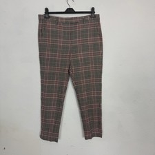 Marks & Spencer M&S Size 14 Tartan Checked Plaid Cigarette Trousers Black Pink