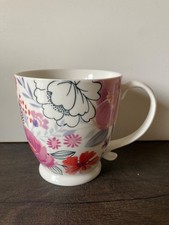 Cambridge English by Design Fine China Floral Footed Pink/Red/Grey /White Mug