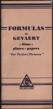 Formulas for Gevaert Photographic Films Plates & Papers catalog 1937