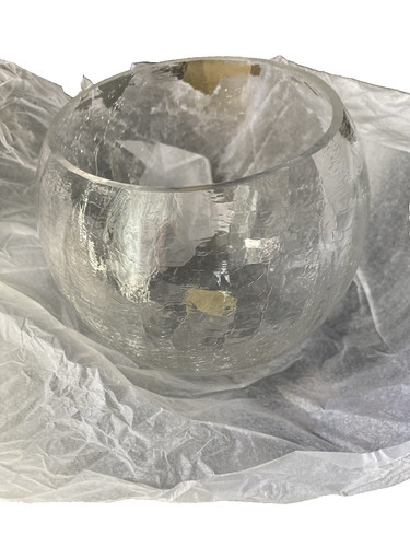 Crackle glass fish bowls 16cm - glass,