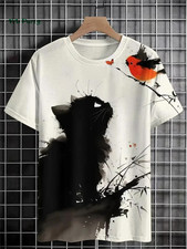 Cat Print Men'S T-Shirt 3D