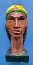 Vintage Native American Head/Bust Carved Wooden Painted