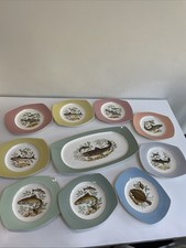Vintage Figgjo Flint Norway Fish Plates Set & Serving Platter x 10