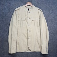 Pretty Green Lennon Jacket Mens Small Beige Button Up Cord Pockets Mod Casual