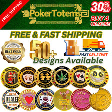 Poker Card-Guard Protector | 50 Designs To Choose From | 40mm Gold Coin