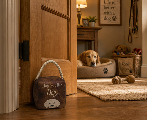 Dog door stop faux leather - door,