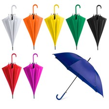 Coloured Automatic Plastic Crook Handle Umbrella Brolly Walking Wedding Outdoor