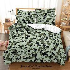 3D Green Camouflage Quilt Cover Set Bedding Sets Pillowcases