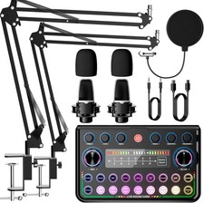 SINWE Podcast Equipment Bundle for 2,Audio Interface with Podcast Microphone
